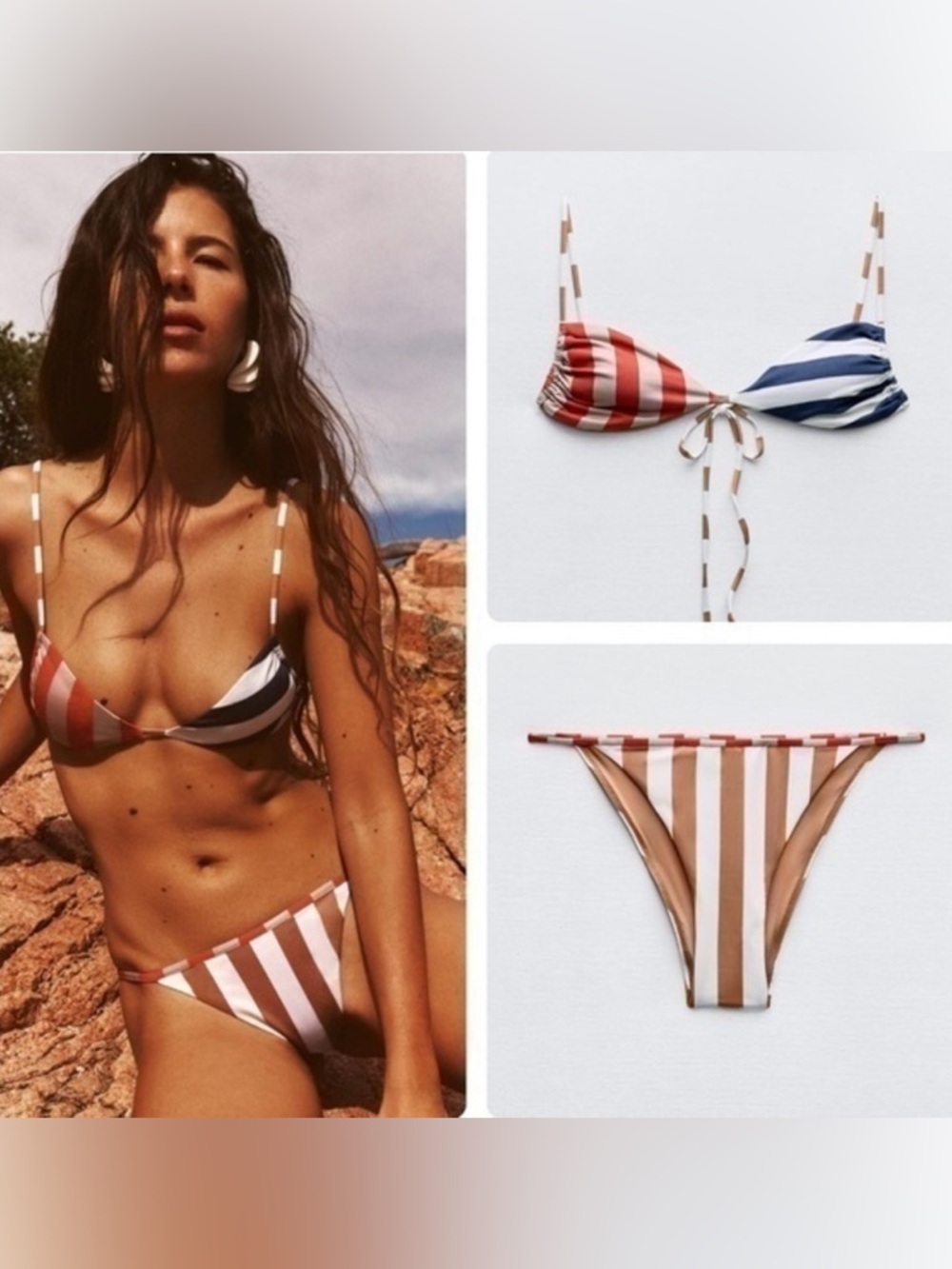 ZARA - Striped Triangle Bikini Set